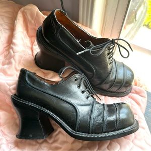 EL DANTES VINTAGE 90s Platform Oxfords Chunky heels goth Lolita lace up heels 7